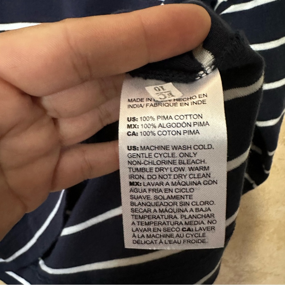 Chico's The Ultimate Tee Size 3 U.S. XL Navy White Striped 100% Pima Cotton - Picture 4 of 9